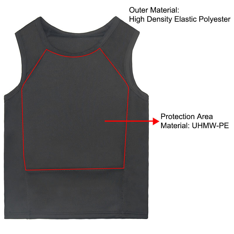 Kamizelka kuloodporna IIIA poziom ultra-wygodny lekki ukryty ukryty wewnątrz nosić miękkie anty-bullet T shirt odzież robocza