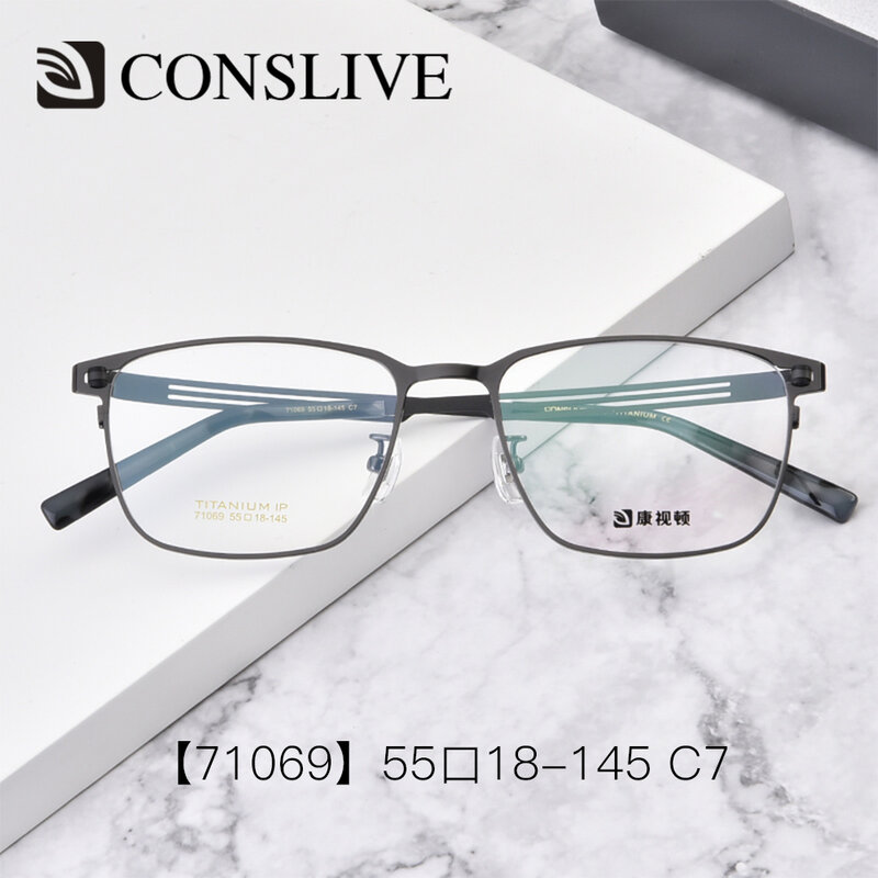 Homem prescrição óculos multifocais titânio puro photochromic óculos progressivo moldura óptica com lentes 71069