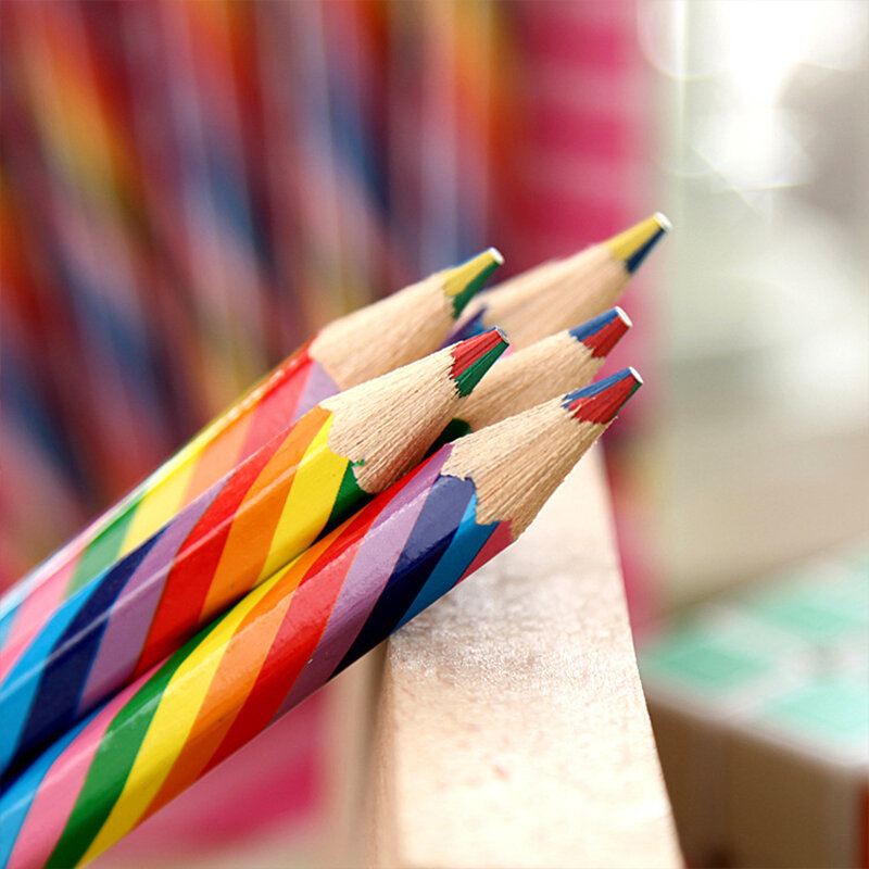 4 Cái/gói Kawaii 4 Màu Đồng Tâm Rainbow Bút Chì Bút Sáp Màu Bộ Nghệ Thuật Đồ Dùng Học Tập Cho Tranh Graffiti Vẽ Làm Việc