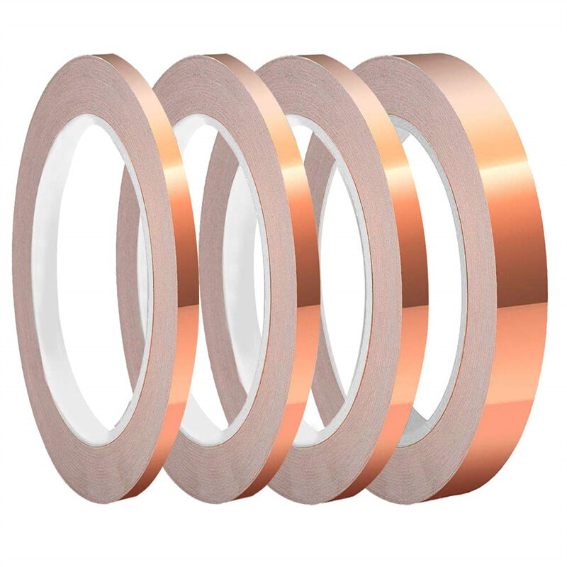 20 Meters Single Side Conductive Copper Foil Tape Strip Adhesive EMI Shielding Heat Resist Tape 3mm 4mm 5mm 6mm 8mm 10mm