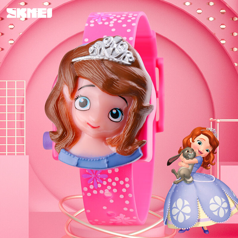 SKMEI-relojes digitales con dibujos animados de princesa Frozen para niños, relojes de pulsera LED, electrónico, informal, a la moda