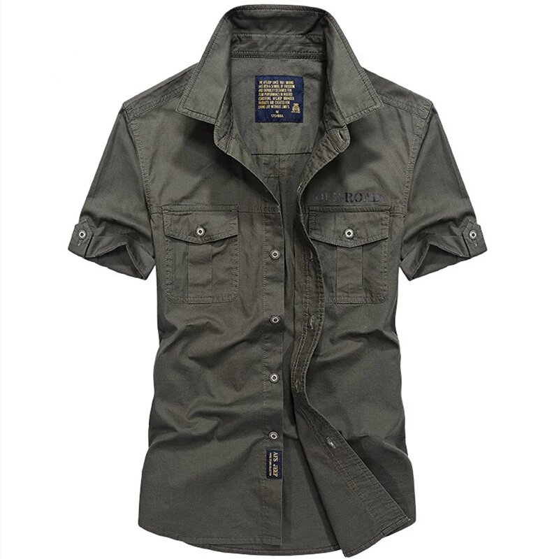 Chemises d'été à manches courtes pour homme, tenue de loisir militaire, permanente, légère, en coton, vente directe d'usine, nouvelle collection 2021