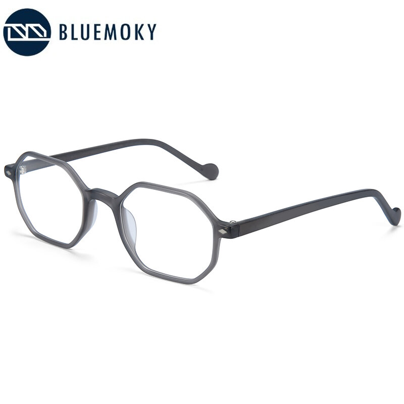 Bluemoky retro acetato polígono prescrição óculos quadro óptica miopia óculos anti azul ray photochromic computador eyewear