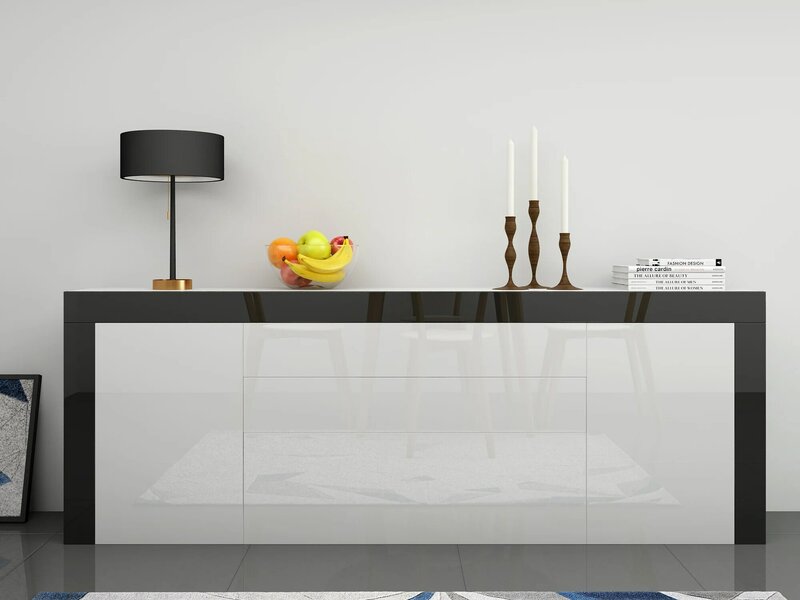 200cm Length Large Sideboard Cabinet , Chest Of Drawers  , High Gloss Surface And Skirting , Multi-Storage Grids , Fast delivery