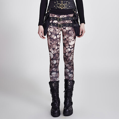 Autumn And Winter New Gothic Skull Print Plus Cotton Tights Yoga Fitness Pants Women Street Rock Fashion Pants
