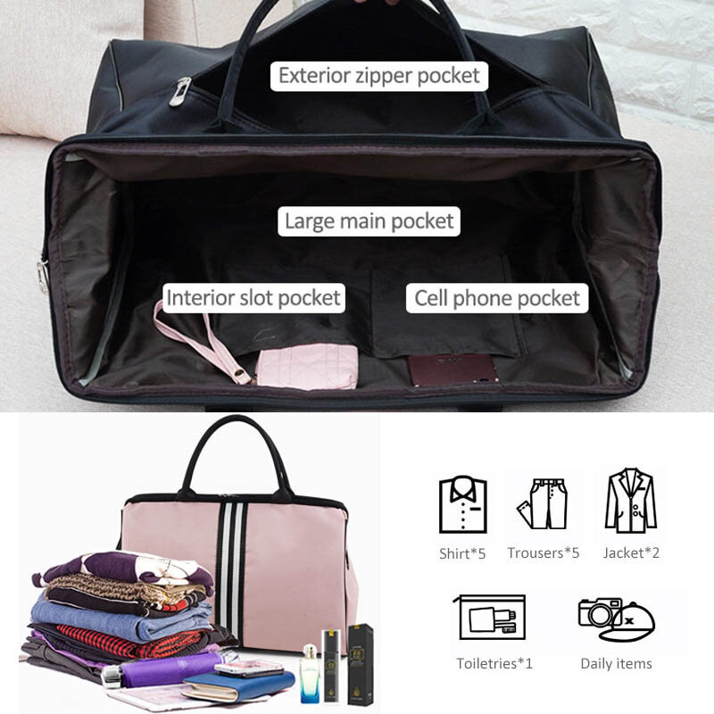 女性用ポケット付きフィットネスバッグ,旅行やアウトドア用の軽量で折りたたみ可能なポケット,韓国の旅行2021