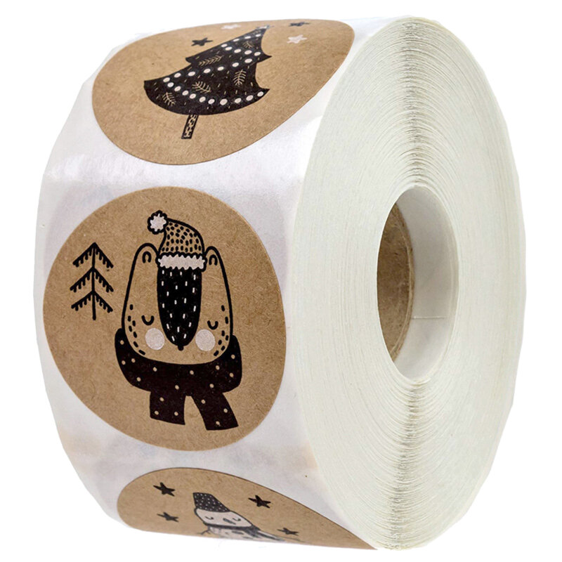Adesivos animais 500 peças/rolo, adesivos para decoração de dias de natal 6 etiquetas de natal caixa de presente adesivo familiar