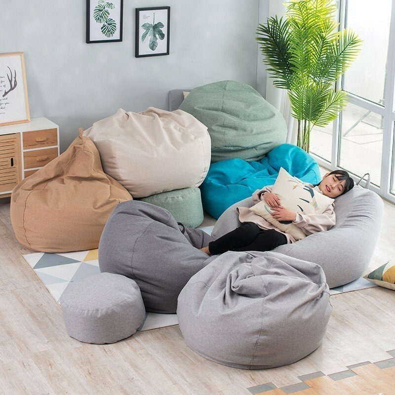 1 Buah Kursi Sarung Sofa Malas Kecil Besar Tanpa Pengisi Kursi Lounger Nyaman Kursi Bean Bag Pouf Puff Sofa Tatami Ruang Tamu