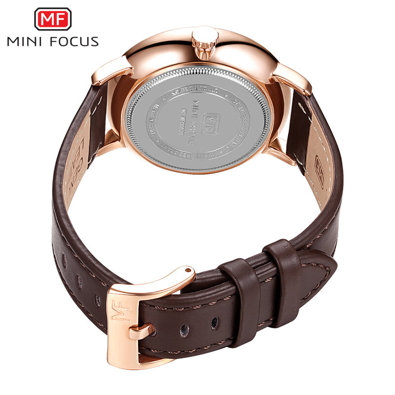 MINI FOCUS Fashion Watch For Men orologio al quarzo marrone cinturino in vera pelle Auto Date Display Business orologi da polso classici