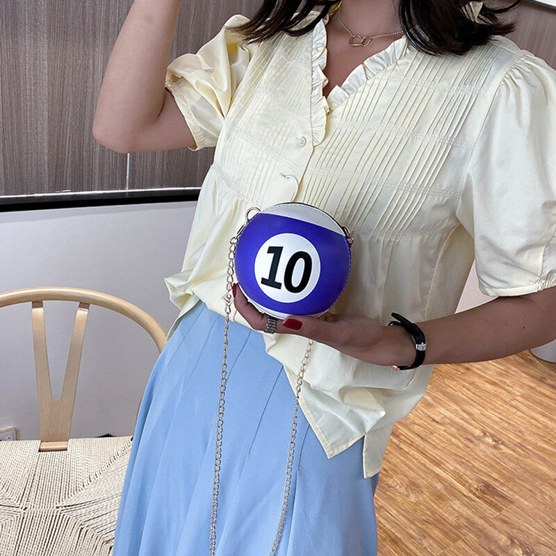 Minibolso de billar para mujer, bolsa de hombro con estampado de letras, cruzada redonda, a la moda, de cuero Pu, 2022