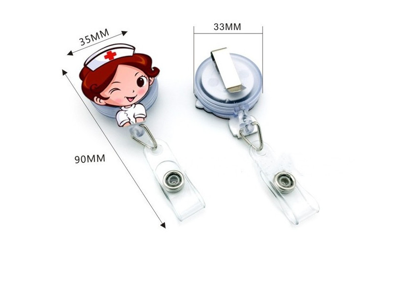 Cartoon Leuke Intrekbare Plastic Badge Houder Reel Student Verpleegkundige Tentoonstelling Enfermera Meisje Naam Kaart