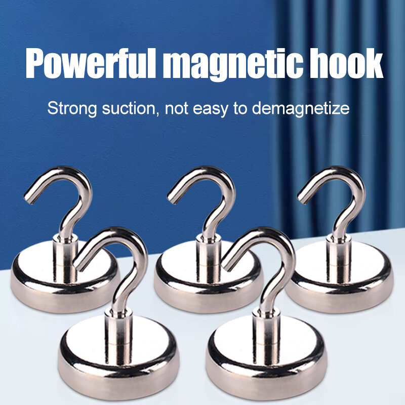 20 Pcs Strong Magnetic Hooks ตะขอแขวนตะขอแม่เหล็กฮาร์ดแวร์ตัวดูดแม่เหล็กผู้ถือตะขอเครื่องมือสำหรับห้องครั...