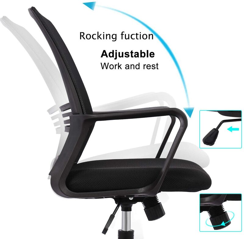 Mesa giratória para escritório, cadeira ergonômica executiva com braços, mecanismo de malha, escritório, computador