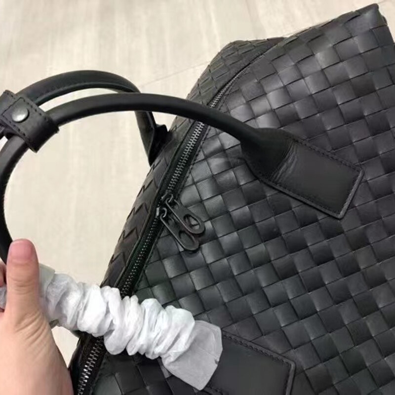 Bolso de mano en Diagonal de cuero tejido, bolsa de un solo hombro, de gran capacidad, hecho a mano