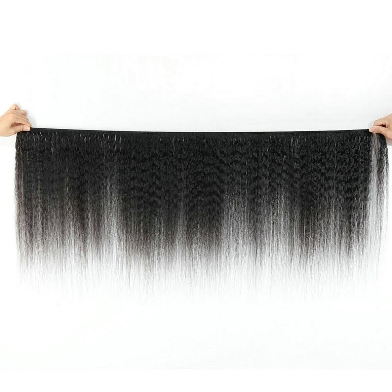 Kinky cabelo humano em linha reta tecer pacotes yaki 134 pacotes ofertas para preto cor natural remy peruano extensões do cabelo humano