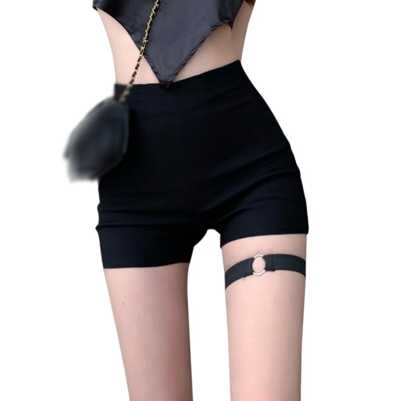 Efinny shorts feminino estilo coreano, calções curtos de cintura alta com elástico, para mulheres, preto, s m g