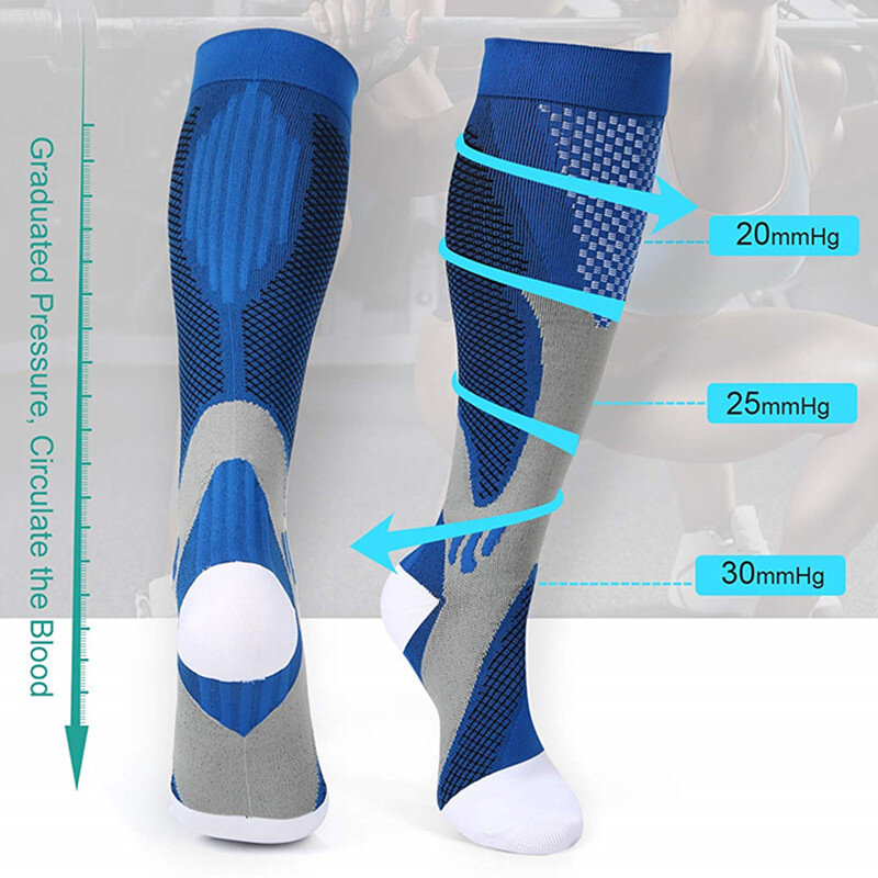 Calcetines de compresión para hombre y mujer, medias de fútbol, 20-30 mmhg, para maratón, ciclismo, correr, fútbol, venas varicosas, 5 pares