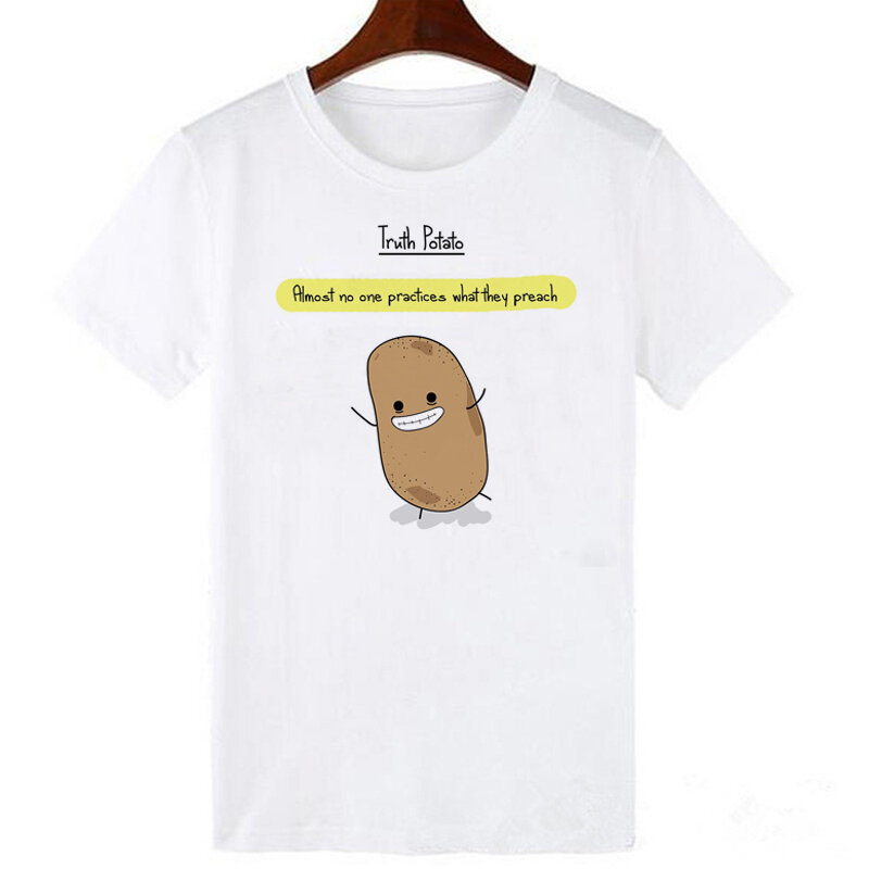 Новинка 2021, футболка с принтом истины картофеля, женская модная повседневная футболка с коротким рукавом, винтажная интересная женская фут...