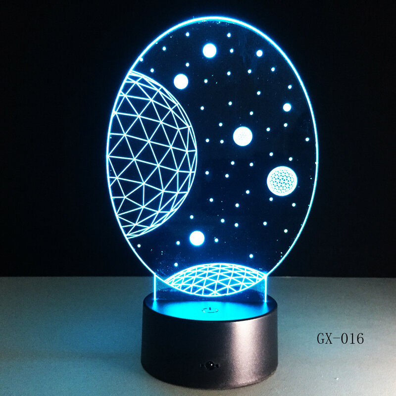 Luminária led abstrata universo 3d, lâmpada decorativa de acrílico com visão colorida