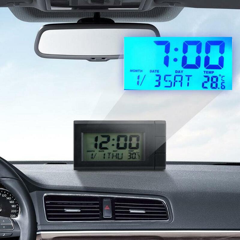 นาฬิการถรถยนต์ภายใน Stick บนมินิดิจิตอลนาฬิกาอัตโนมัตินาฬิกาเครื่องวัดอุณหภูมิรถยนต์ Backlight เค...