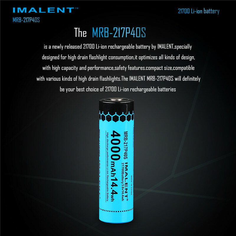 IMALENT Rechargeable Li-ion batterie 3.6V 100% nouveaux accumulateurs d'origine Lithium 4000mAH 21700 batteries pour lampe de poche MS06