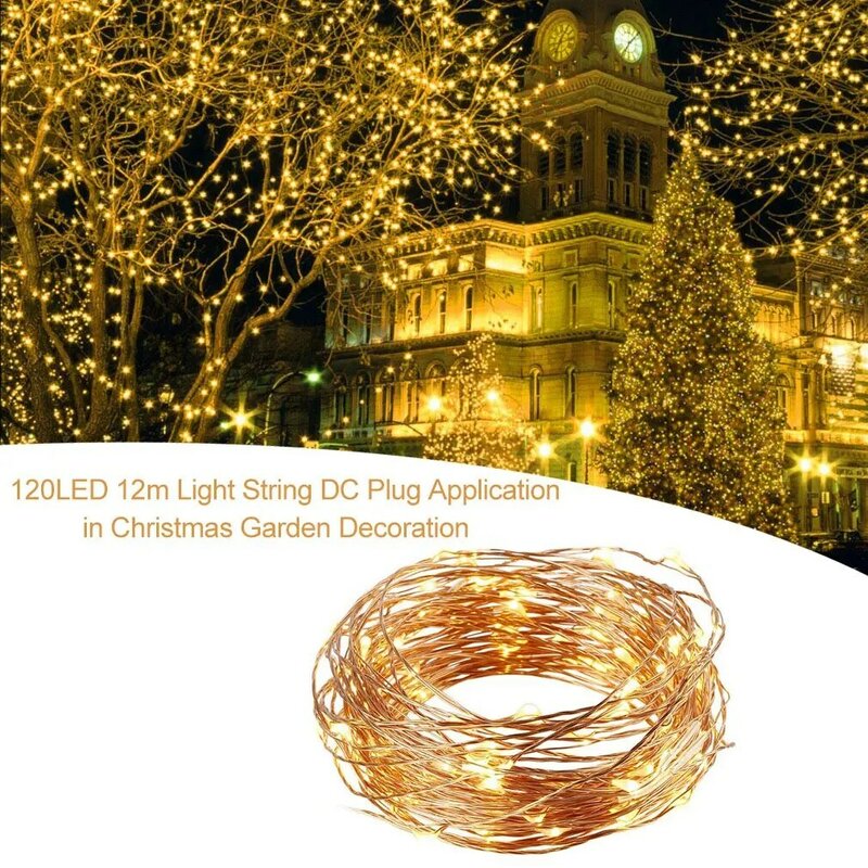 120 LED 12m LED 빛 문자열 DC 플러그 응용 프로그램 크리스마스 장식 회사 공예 선물 정원 장식