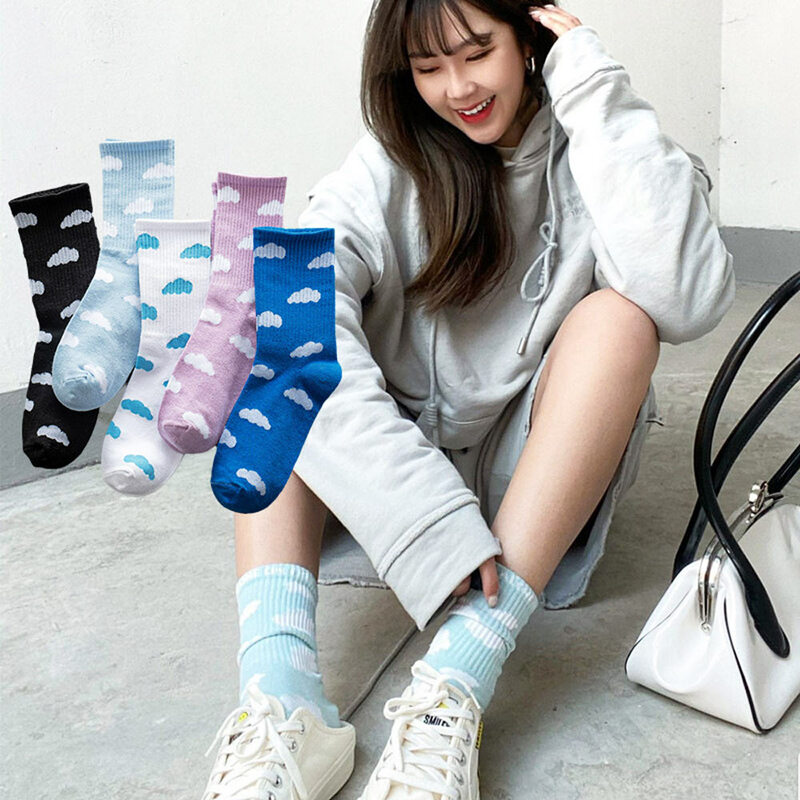 Chaussettes de sport pour femmes, blanches, Fitness, course à pied, décontractées, en coton, avec impression, mignonnes, Style japonais
