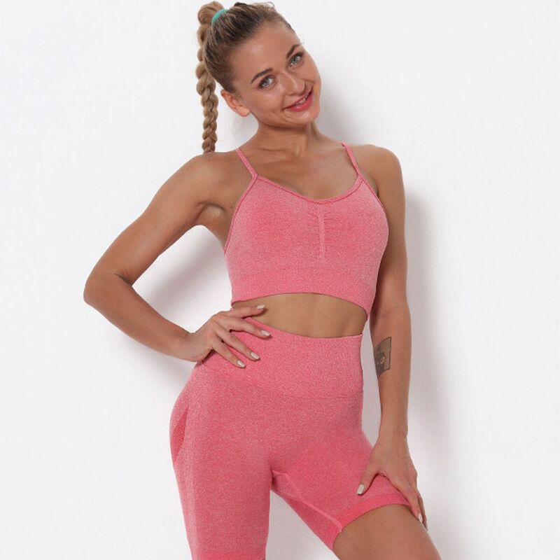 Pakaian Olahraga Gym Wanita Set Yoga Legging Mulus untuk Wanita Set Olahraga Bra Gym 2 Potong Setelan Pakaian Wanita Pakaian Olahraga Seksi