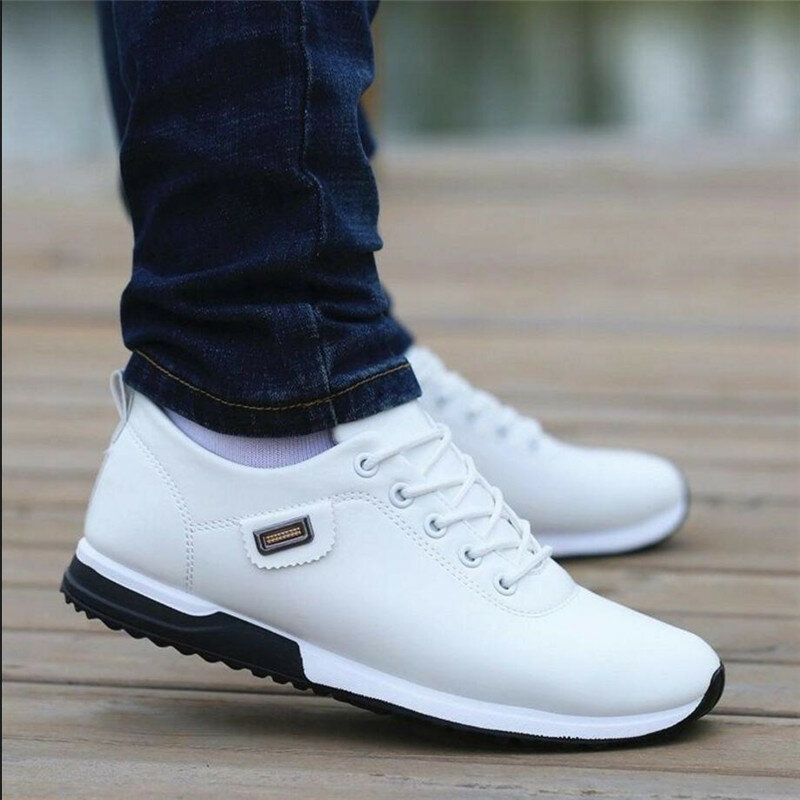 2020 moda nowa skóra PU dla mężczyzn Business Casual buty dla człowieka Outdoor oddychające sneakersy męskie mokasyny obuwie spacerowe Tenis