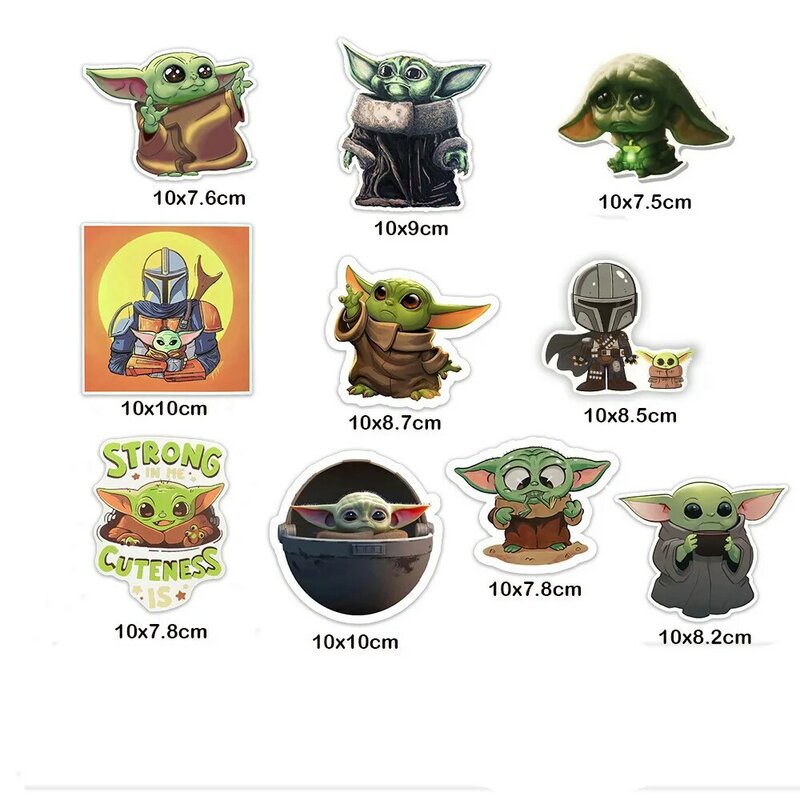 ملصقات Star Wars Baby Yoda PVC Mandalorian ، ملصقات الكمبيوتر المحمول ، لوح التزلج ، تزيين المنزل ، السيارة ، السكوتر