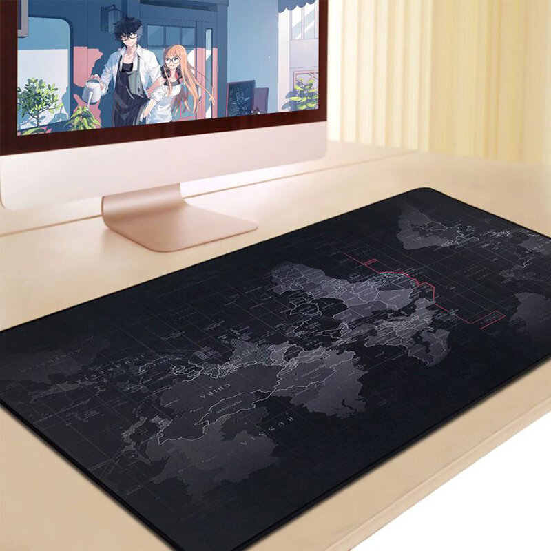 เกมคอมพิวเตอร์ Mouse Pad แผนที่โลกขนาดใหญ่แผ่นรองเม้าส์ขนาดใหญ่แผ่นลื่นฐานยาง Mousepad สำหรับแล็ปท็...