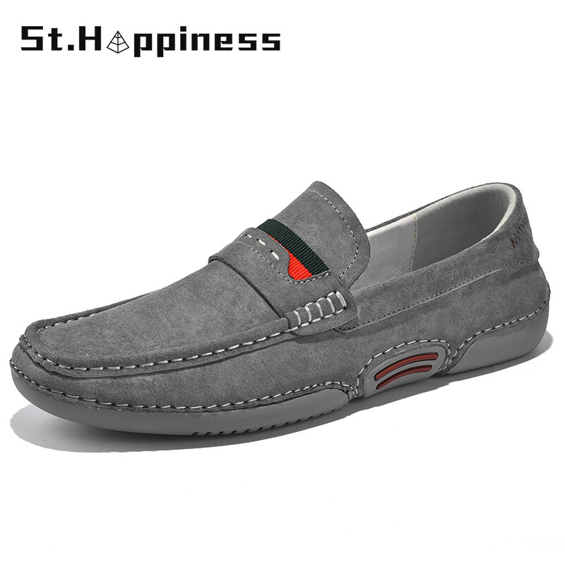 Brand 2022 New Men's Suede Loafers Fashion Casual Soft Leather Shoes Moccasins Breathable Slip On Driving Shoes Big Size Hot