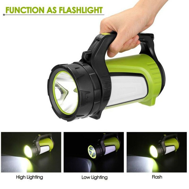 Linterna de luz potente recargable de alta potencia, lámpara portátil de largo alcance, USB, para exteriores, xenón, reflector para el hogar