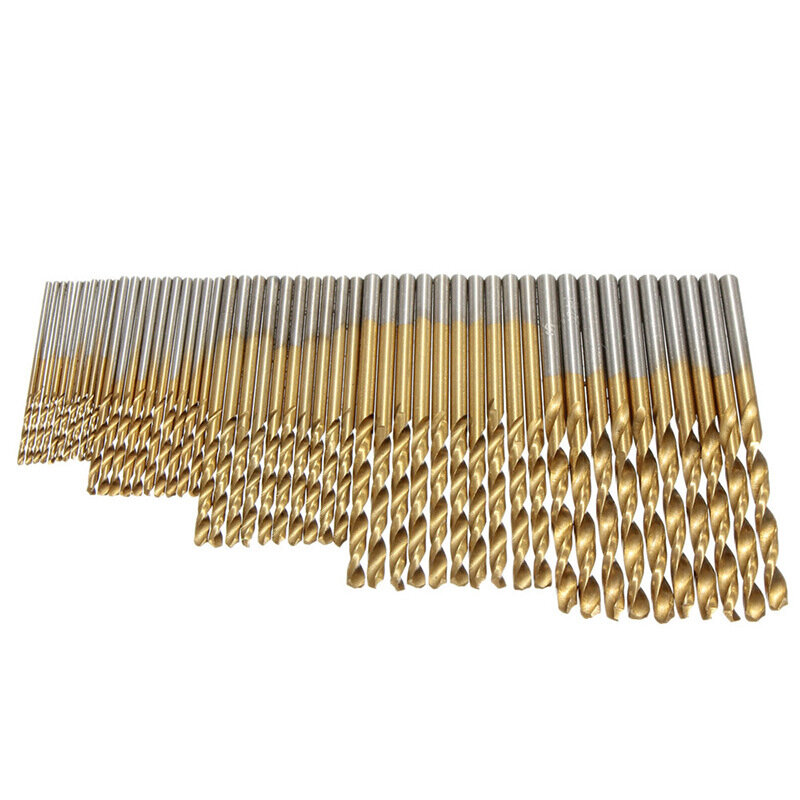 1/1.5/2/2.5/3 mm 50 pieces of titanium coated drill bit High quality power tool High quality high speed steel drill bit set tool