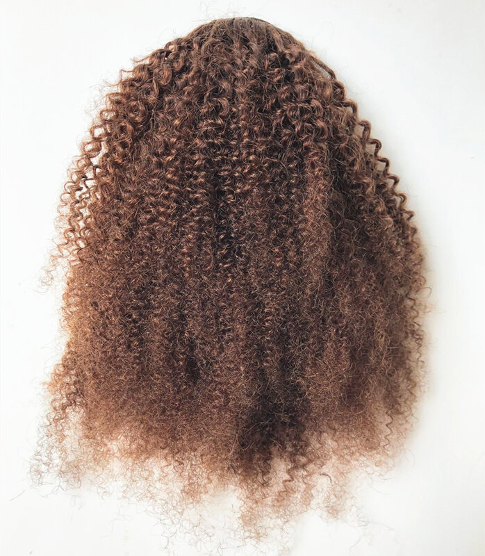 Halo Dame #4 Dunkelbraun Kordelzug Afro Verworrene Lockige Pferdeschwanz Menschliches Haar Nicht-Remy Indisches Haar Extensions Für african American
