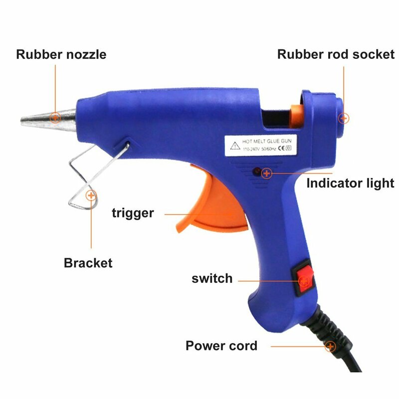 Mini pistola de pegamento de fusión en caliente, 20W, adecuada para proyectos artesanales de trabajo manual, sellado y reparaciones rápidas diarias