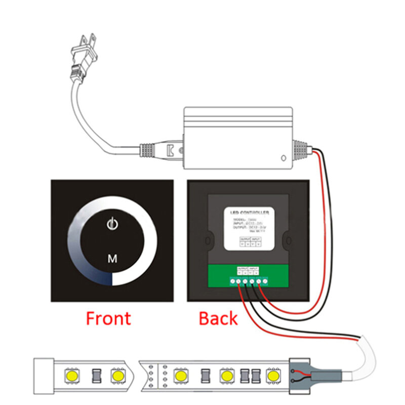Настенный сенсорный контроллер для светодиодных лент, стеклянная панель, регулятор яркости, Одноцветный/RGB/RGBW