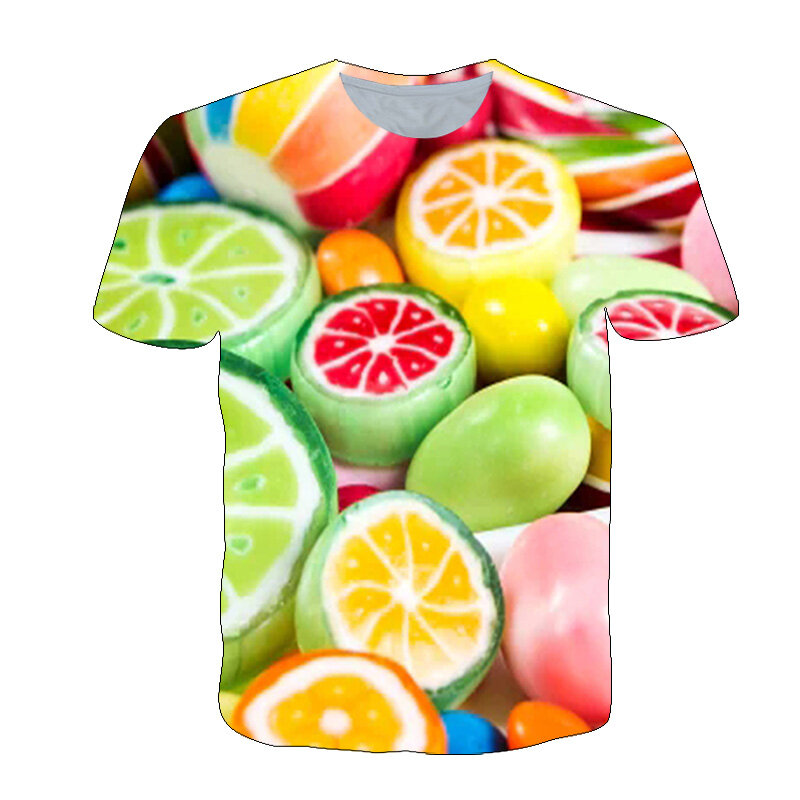 T-shirt aliments 3D Harajuku pour hommes et femmes, sac de collation de bonbons Sauce au chocolat, pull à manches courtes, Liva Girl, marque t-shirts