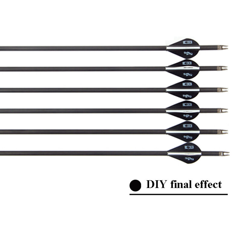 12Pcs Archery Accessories I.D. 6.2mm Triangle Compound Bow 350 Spine Pure Carbon Arrow Shafts