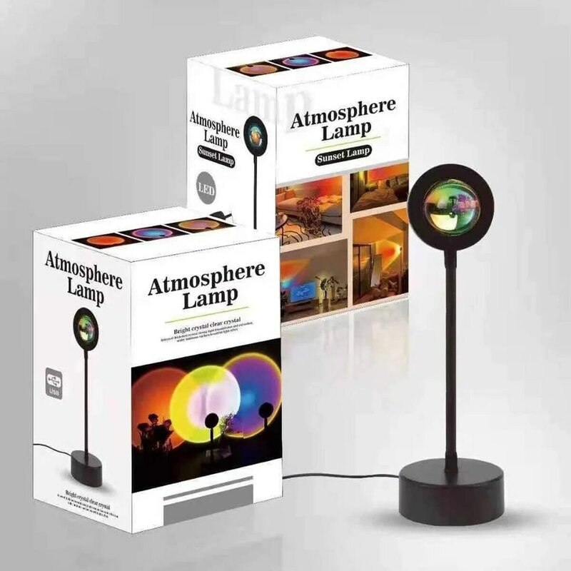 Proiettore per lampada al tramonto luci a LED rotazione a 360 gradi lampada per luce notturna arcobaleno con cavo USB per camera regalo per camera da letto per Cinema