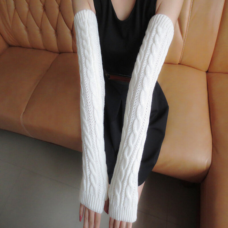 Gants de bras longs mi-tricotés pour femmes et filles, 1 paire, manches mitaines, hiver