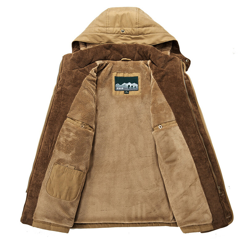 New 2021 남성 캐주얼 자켓 패션 겨울 파커 남성 모피 트렌치 두꺼운 오버 코트 가열 자켓 코튼 웜 코트 긴팔