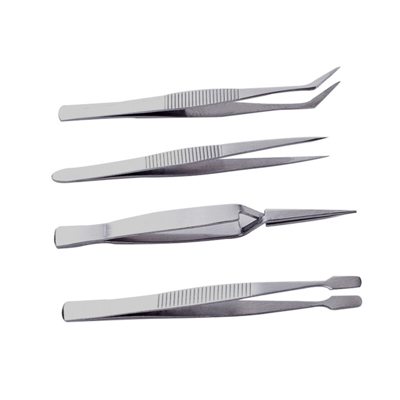4 unids/set pinzas de precisión pinzas electrónicas gruesas de acero inoxidable pinzas para cejas pinzas antideslizantes para reparación de maquillaje Multi herramientas