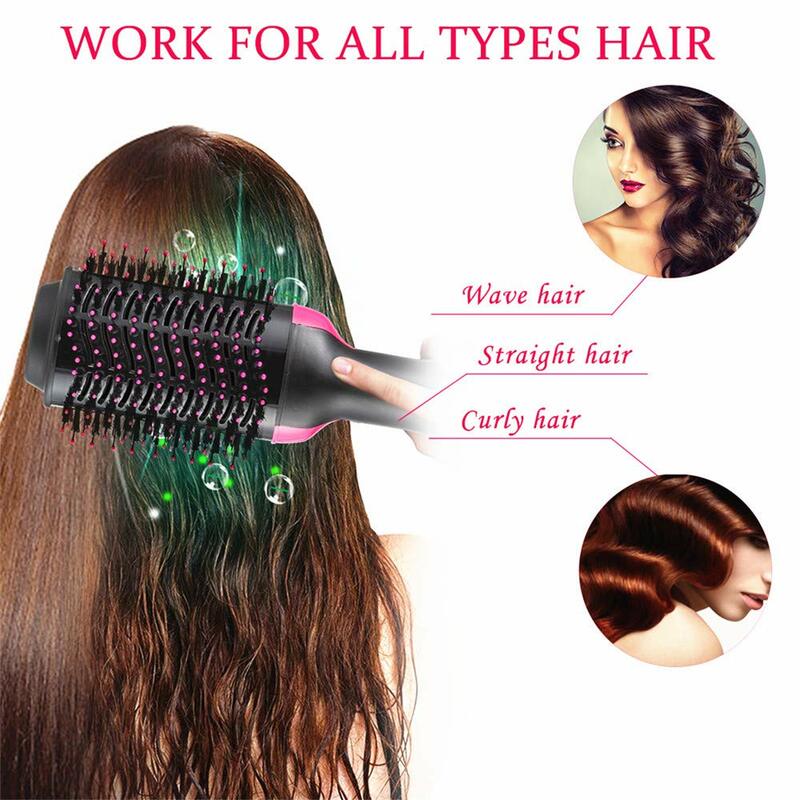 1000W Two-in-one Hot Comb & Hot Air Brush Electric Straight and Curling Comb Hair Styling Tool Wet and Dry Hair Dryer Brush