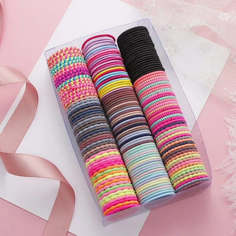 Meninas 50 peças de 3 cm faixa de borracha crianças gravata cabelo colorido acessórios para meninas crianças barato acessórios de cabelo