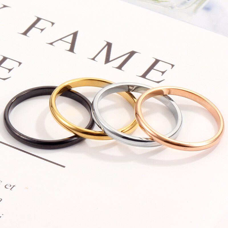 Anello da donna in acciaio al titanio lucido semplice di nuova moda anello da donna in acciaio inossidabile sferico placcato in oro rosa 18 carati gioielli femminili