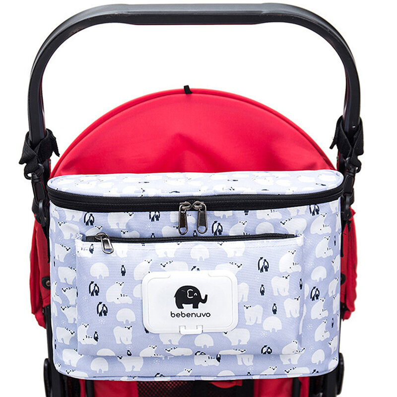 Bolsa para carrinho de bebê com gancho, para fraldas, organizador de carrinho de bebê