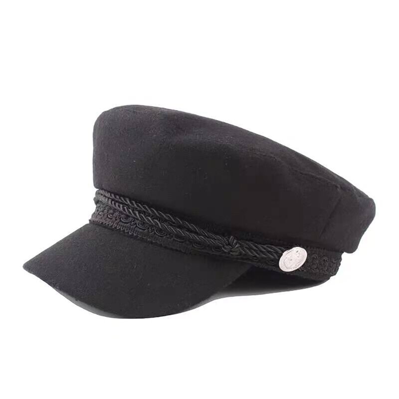 2020 octogonal chapéus feminino inverno algodão estilo casual cordas articuladas retro botão boné de golfe chapéu liso cabeça ornamento chapéu boinas