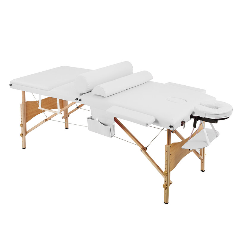 3 أقسام 84 "طاولة تدليك قابلة للنقل للطي المحمولة سبا كمال الاجسام تدليك مجموعة منضدة 212x70x85 سنتيمتر أبيض/أسود [US-Stock]