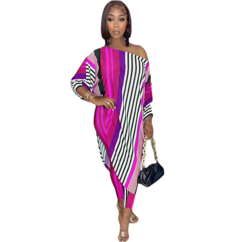 Casaul Women Print Tracksuit Two Piece Set Plus Size Shirt And Long Pants Loose Sportsuit Streetwear Clothes For Women Outfit